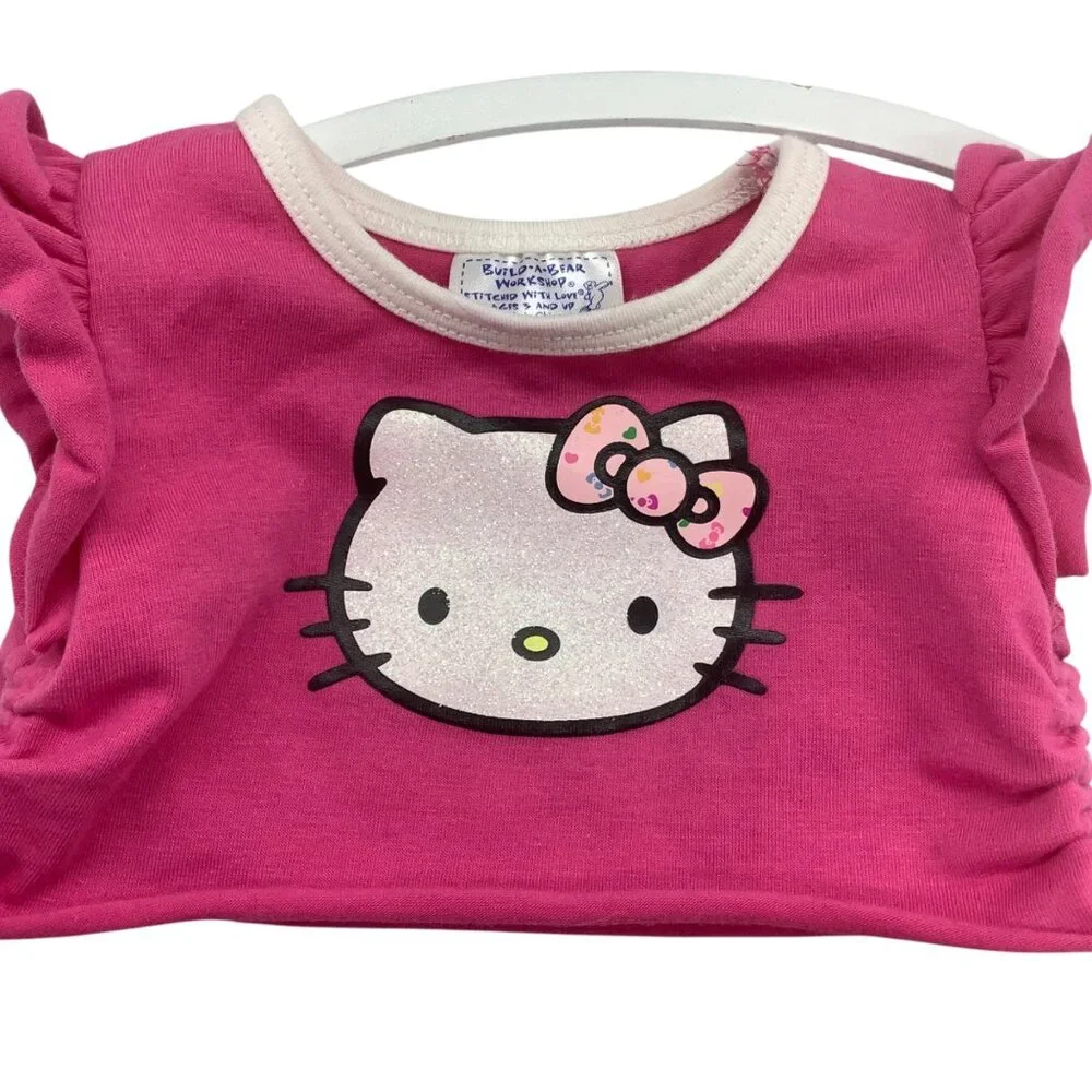 Hello Kitty Pink Outfit Build-A-Bear Workshop‎ Doll Ruffle Sleeves Bow Shorts